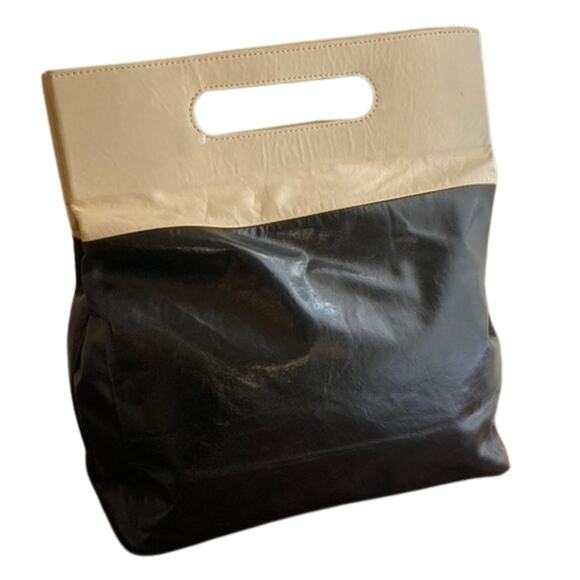 NWT Marie Turnor Emparte Large Shopper, Black with Cream Leather - Picture 3 of 6